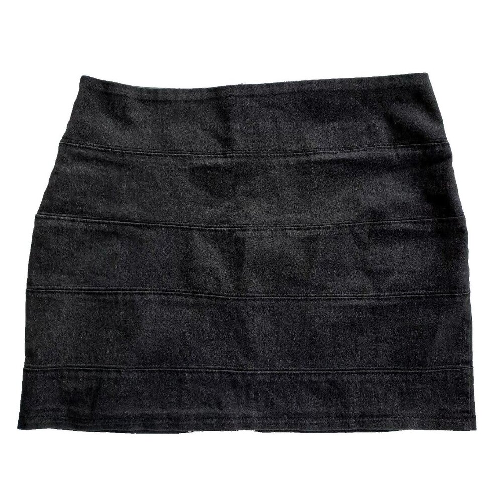 Eclipse Patchwork Skirt Womens 5 Black Jeans Stretch Cotton Blend Denim Unlined